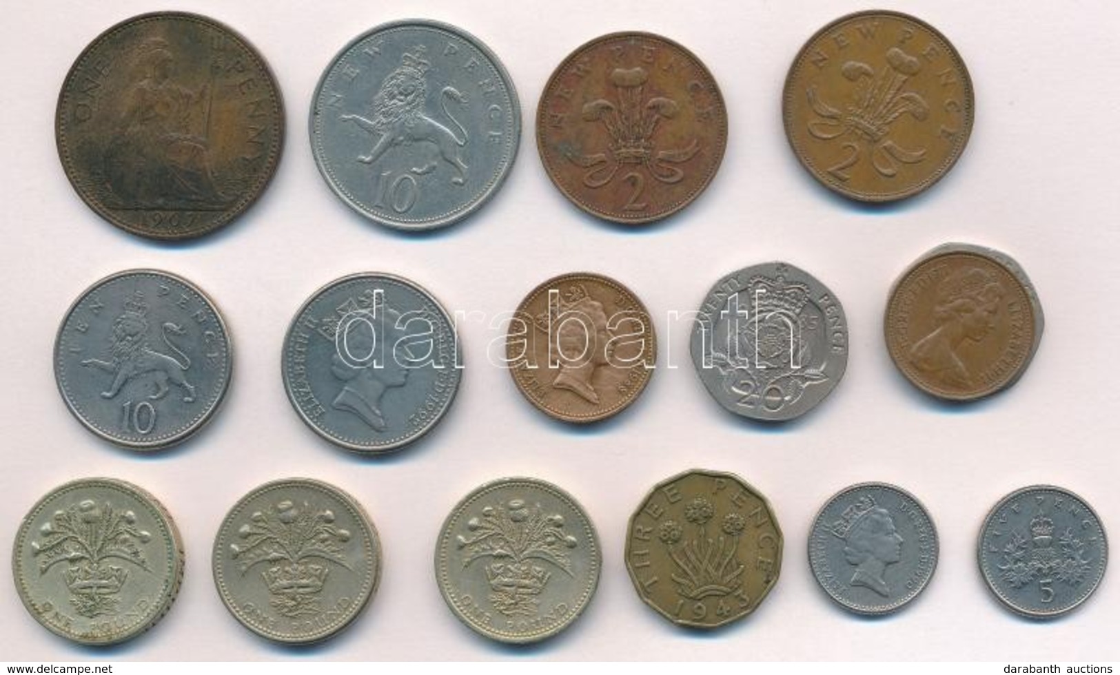 Nagy-Britannia 1943-1992. 16db-os Vegyes Fémpénz Tétel T:2,2-
Great Britain 1943-1992. 16pcs Of Various Coins C:XF,VF - Zonder Classificatie