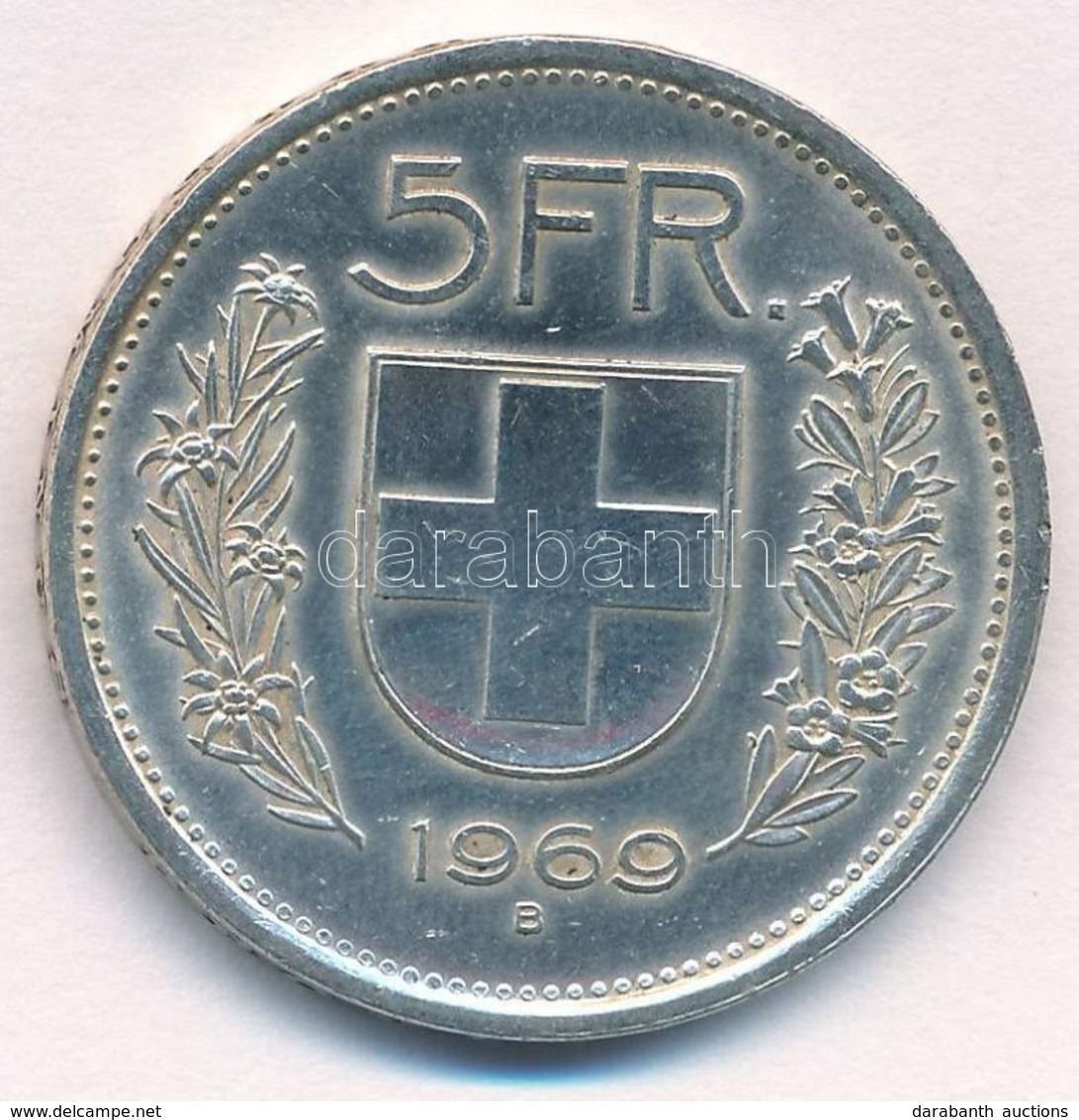 Svájc 1969B 5Fr Ag T:1-,2
Switzerland 1969B 5 Francs Ag C:AU,XF 
Krause KM#40 - Zonder Classificatie