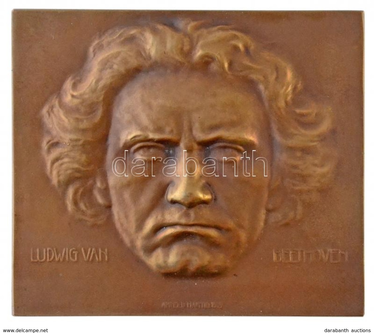 Ausztria 1909. 'Ludwig Van Beethoven' Br Emlépkplakett Hátoldalán Névre Szóló Gravírozás. Szign.: Arnold Hartig (70x61mm - Sin Clasificación