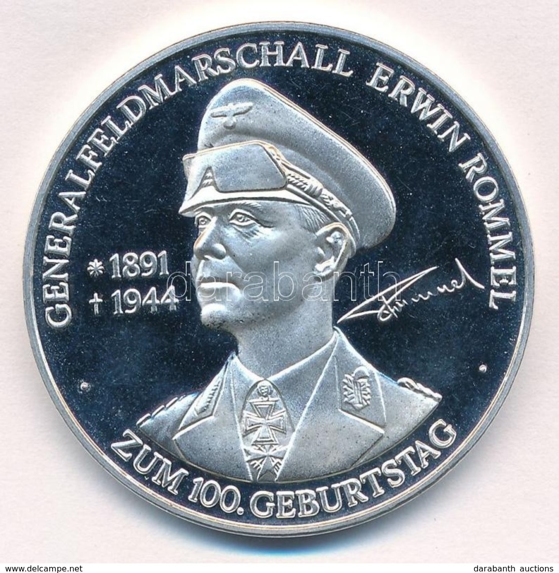 Németország 1991. '100 éve Született Erwin Rommel' Ezüstözött Fém Emlékérem (40mm) T: PP Patina
Germany 1991. '100th Ann - Sin Clasificación