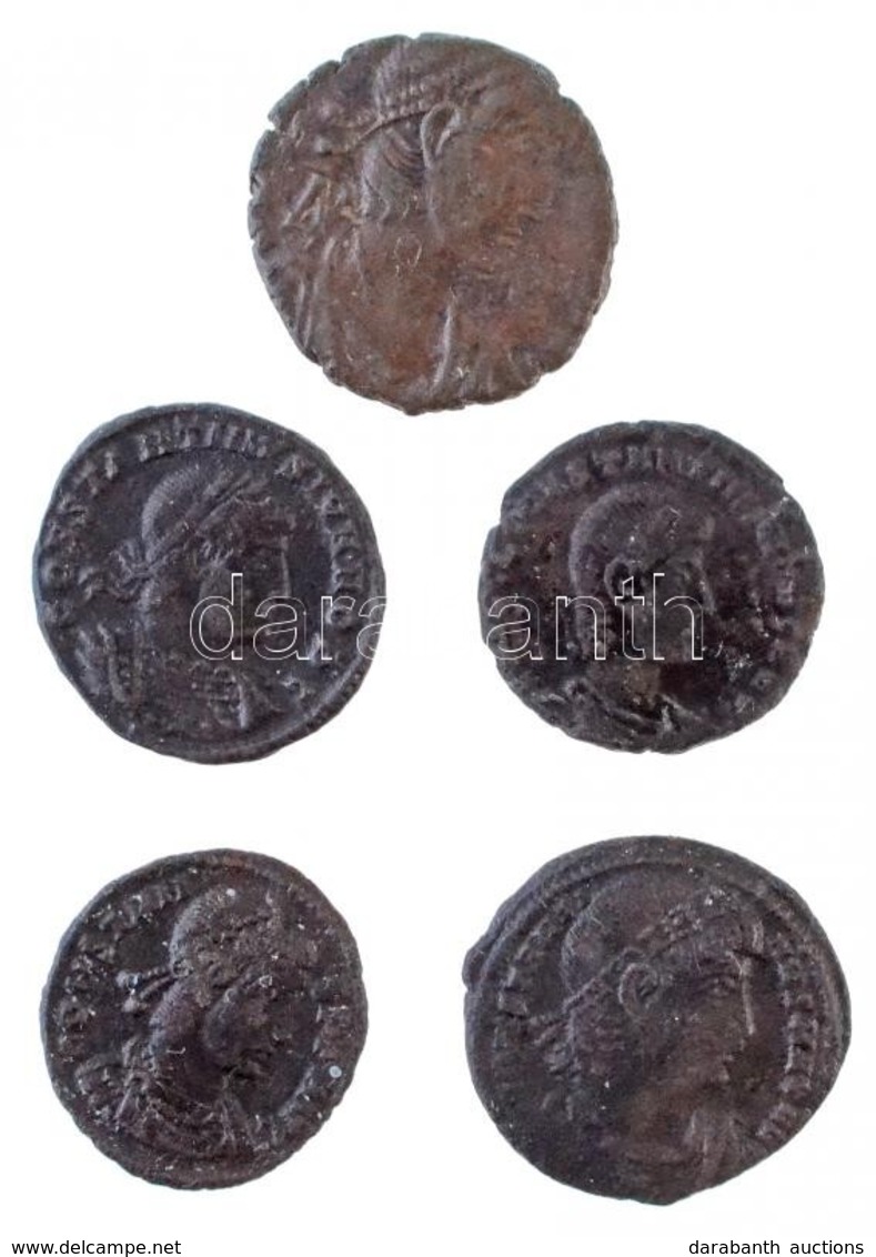 Római Birodalom 5db-os Vegyes Római Rézpénz Tétel A Kr. U. III-IV. Századból T:2- 
Roman Empire 5pcs Of Various Roman Co - Non Classés