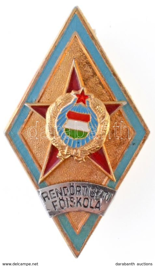 ~1960-1970. 'Rendőrtiszti Főiskola' Zománcozott Jelvény (27x46mm) T:1- - Zonder Classificatie