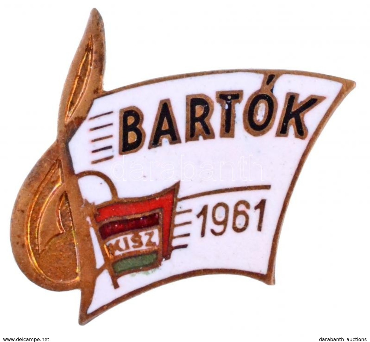1961 .'Bartók - KISZ' Zománcozott Br Kitűző (24x28mm) T:1- - Non Classés