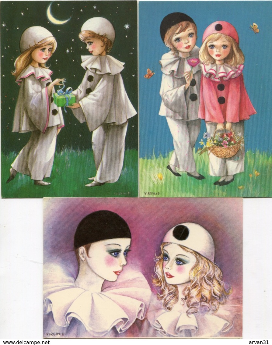 PIERROT Et COLOMBINE -  LOT De 3 CARTES POSTALES   - - Contes, Fables & Légendes