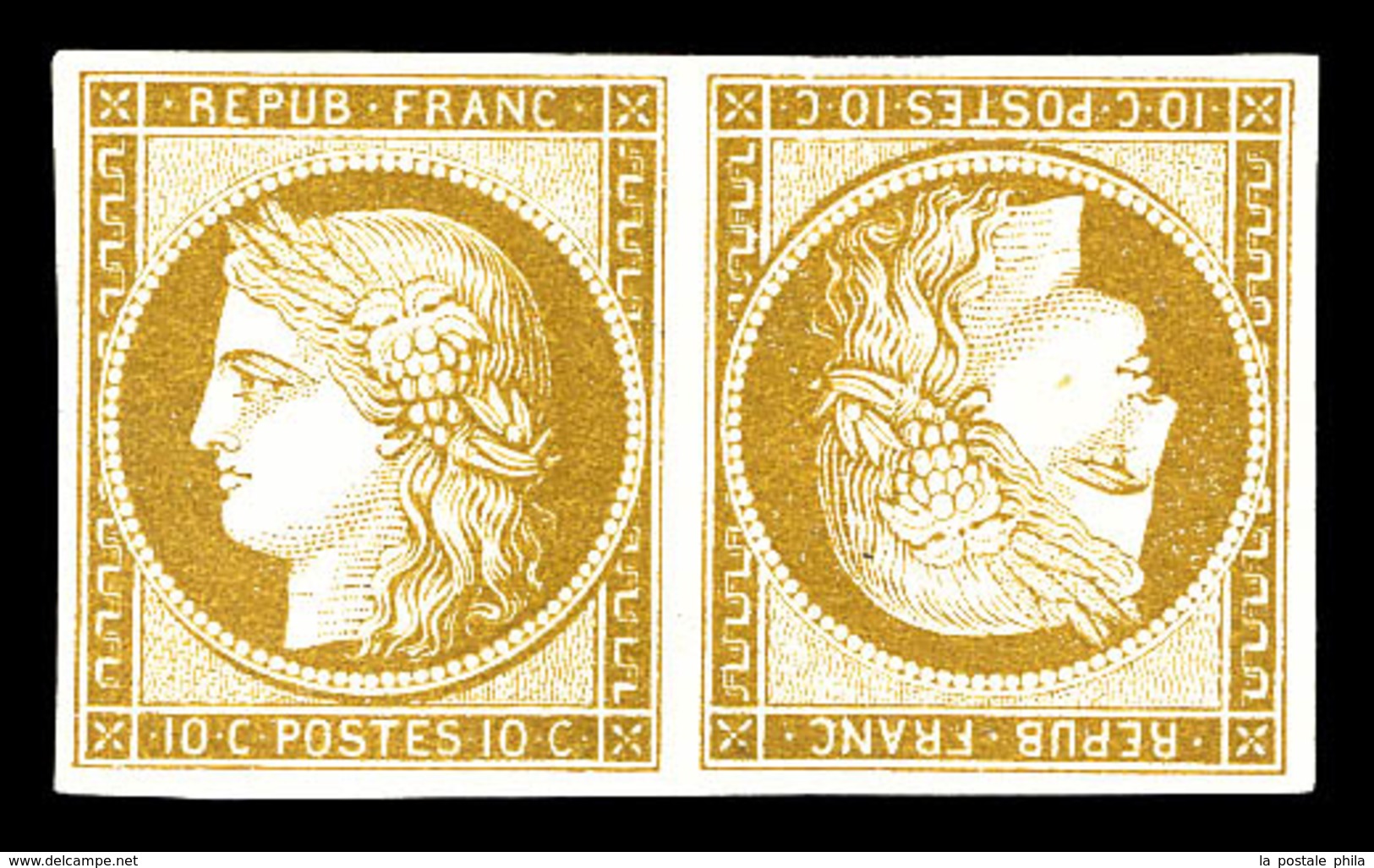 (*) N°1d, 10c Bistre, Paire Têtebêche, Fraîcheur Postale, 7 Pièce Connues, Magnifique,. R.R.R. (signé Calves/Scheller/ce - 1849-1850 Cérès
