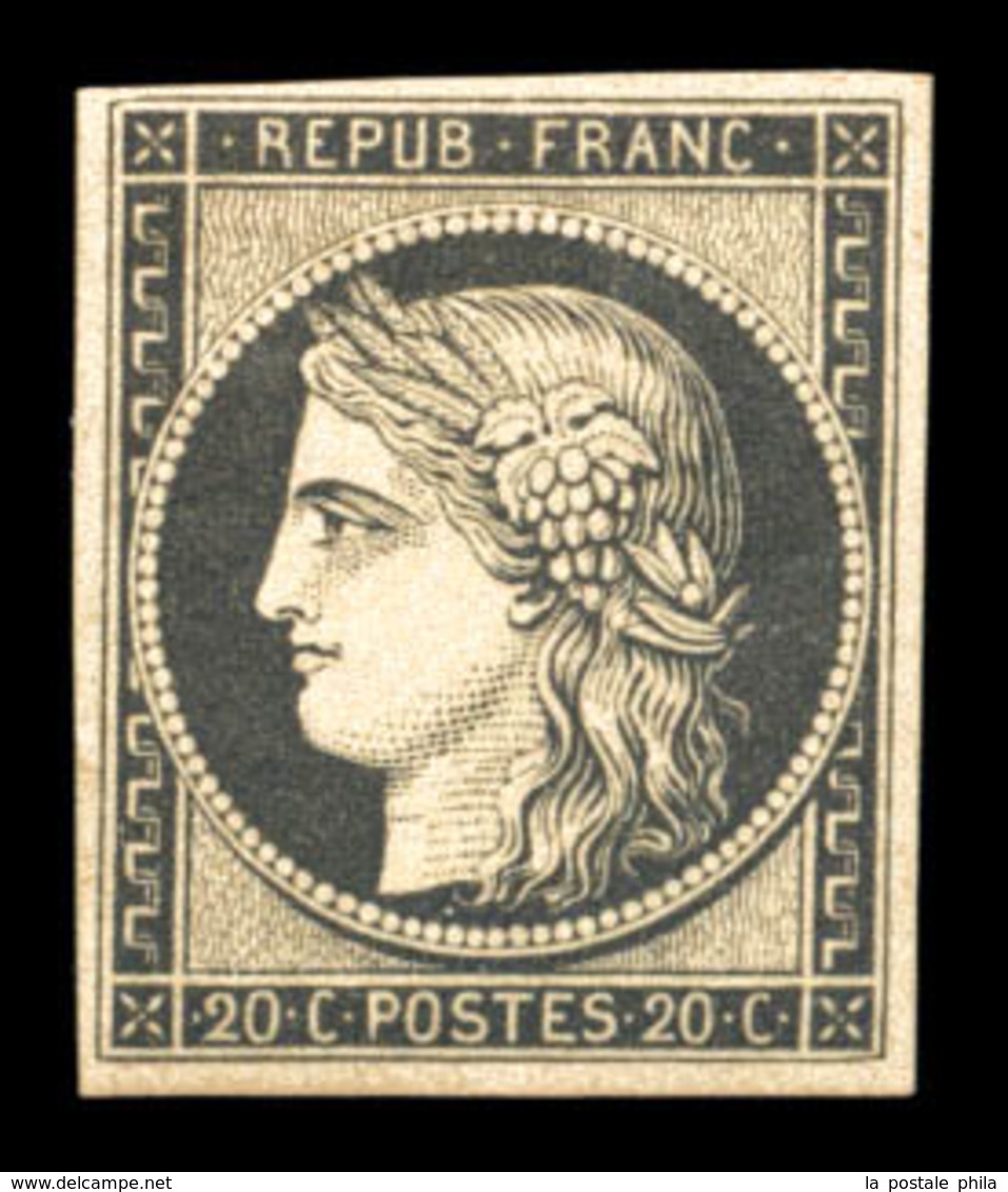 ** N°3f, 20c Noir Sur Jaune Impression De 1862, Fraîcheur Postale, SUP (certificat)  Qualité: ** - 1849-1850 Ceres