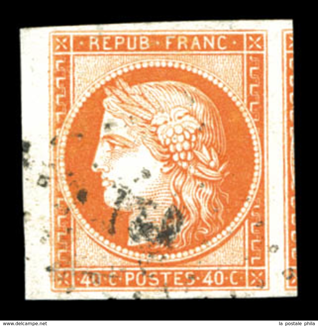 O N°5, 40c Orange, Grandes Marges Avec Voisin, Pièce Choisie. SUPERBE. R. (signé Scheller/certificat)  Qualité: O - 1849-1850 Cérès