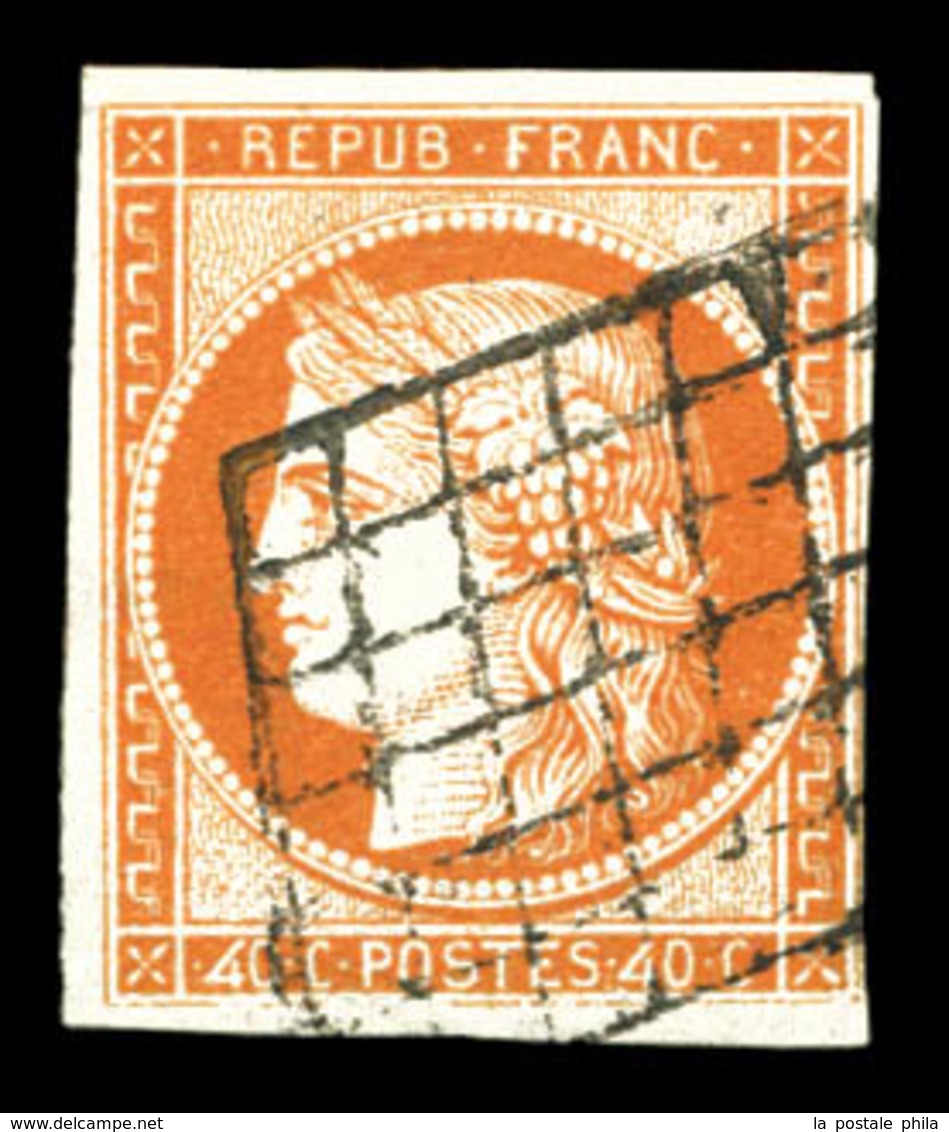 O N°5d, 40c Orange, Chiffres '4' Retouchés, Oblitération Grille. TB. R.R (signé Margues/certificats)  Qualité: O  Cote:  - 1849-1850 Ceres