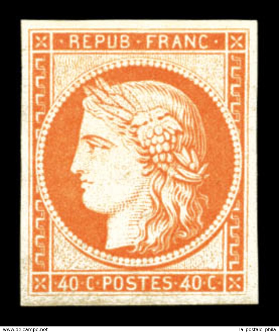 ** N°5g, 40c Orange, Impression De 1862, Fraîcheur Postale. SUP (certificat)  Qualité: ** - 1849-1850 Cérès