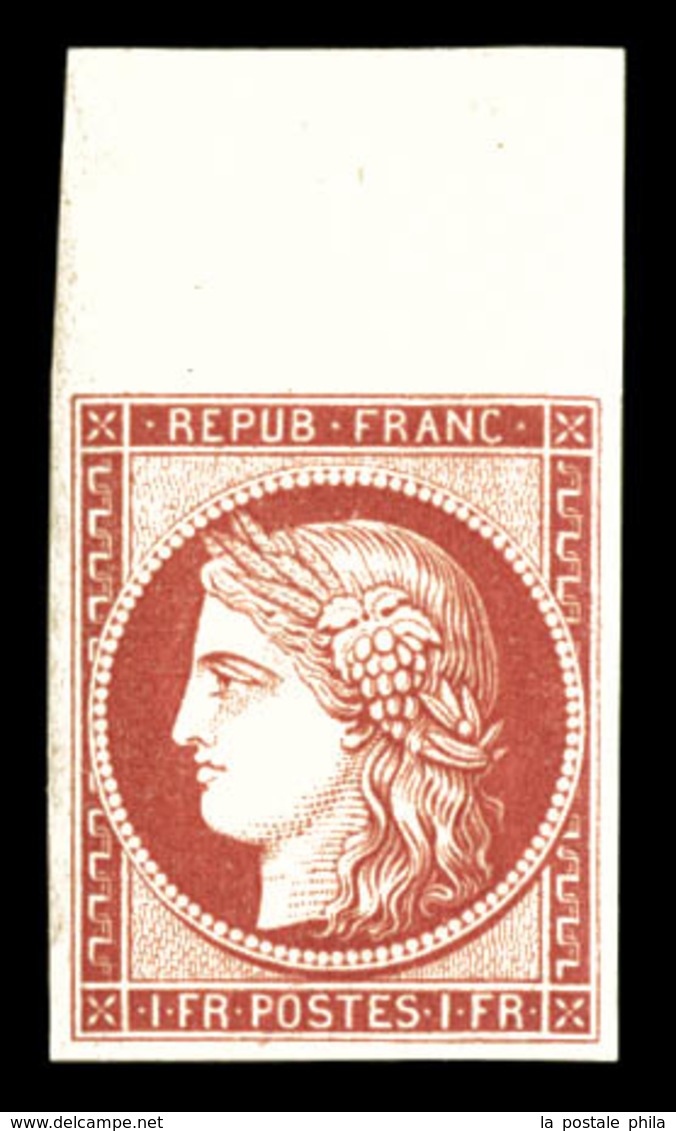 ** N°6f, 1f Carmin, Impression De 1862, Grand Bord De Feuille, Fraîcheur Postale. SUP (certificat)  Qualité: ** - 1849-1850 Ceres