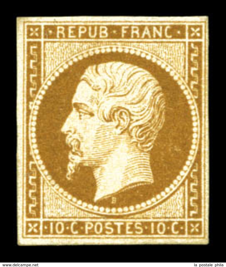 * N°9, 10c Bistre, Très Belle Couleur, Fraîcheur Postale, Pièce Exceptionnelle. SUPERBE. R.R.R. (signé Calves/Roumet/Bru - 1852 Luis-Napoléon