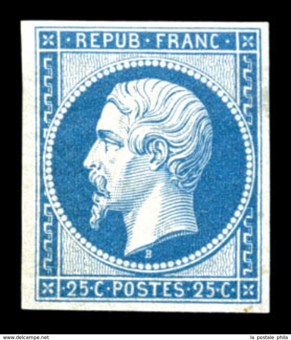 ** N°10c, 25c Bleu, Impression De 1862, FRAÎCHEUR POSTALE, SUP (certificat)  Qualité: ** - 1852 Luis-Napoléon