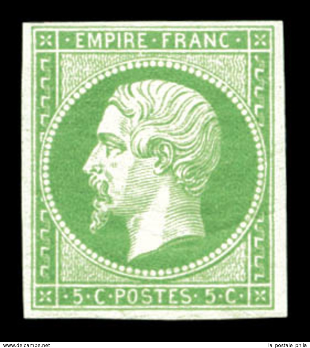 ** N°12, 5c Vert, FRAÎCHEUR POSTALE, SUPERBE (certificat)  Qualité: ** - 1853-1860 Napoleon III