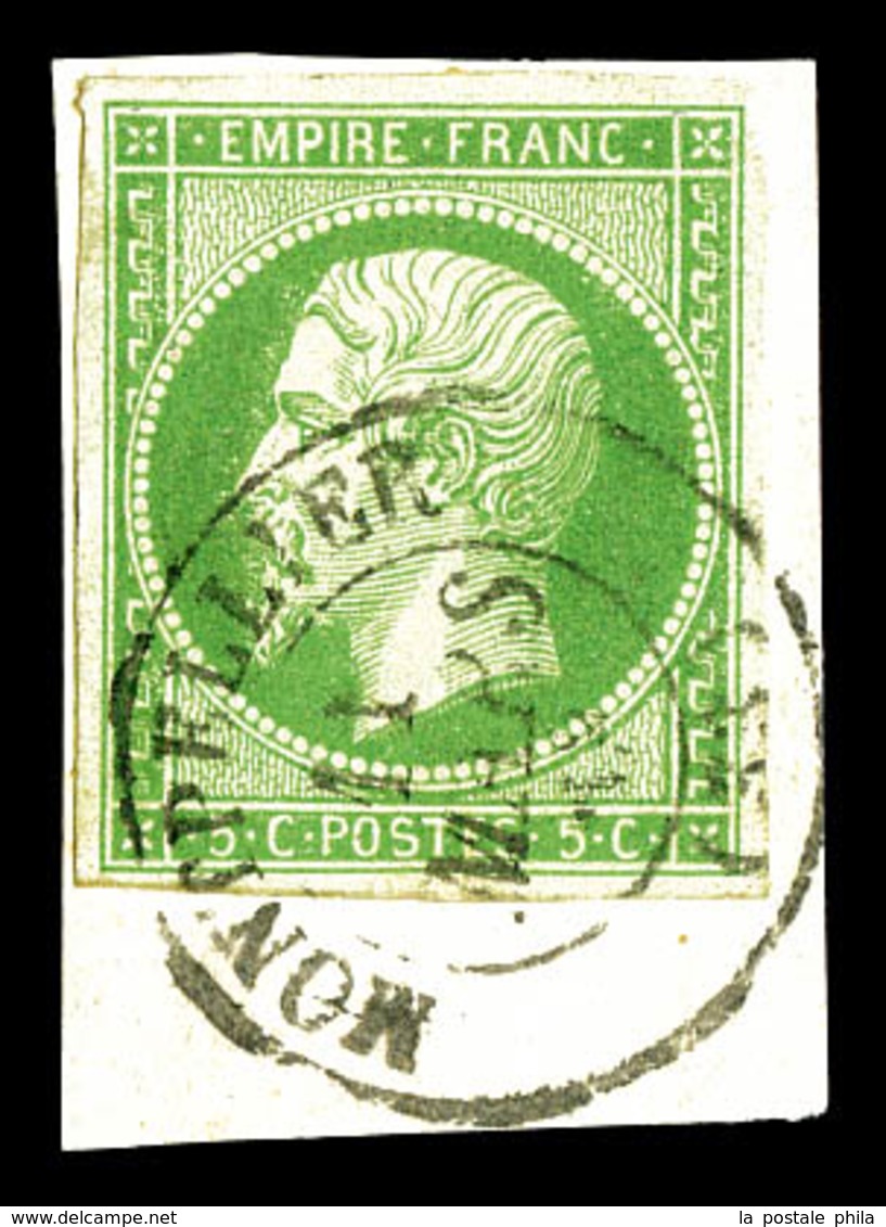 O N°12, 5c Vert Obl Càd Sur Son Support. TTB  Qualité: O - 1853-1860 Napoléon III
