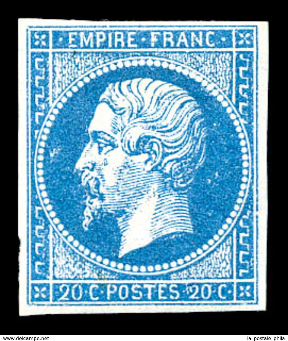 * N°14Aa, 20c Bleu Foncé Type I, Frais. TTB (signé Brun/certificat)  Qualité: *  Cote: 600 Euros - 1853-1860 Napoléon III