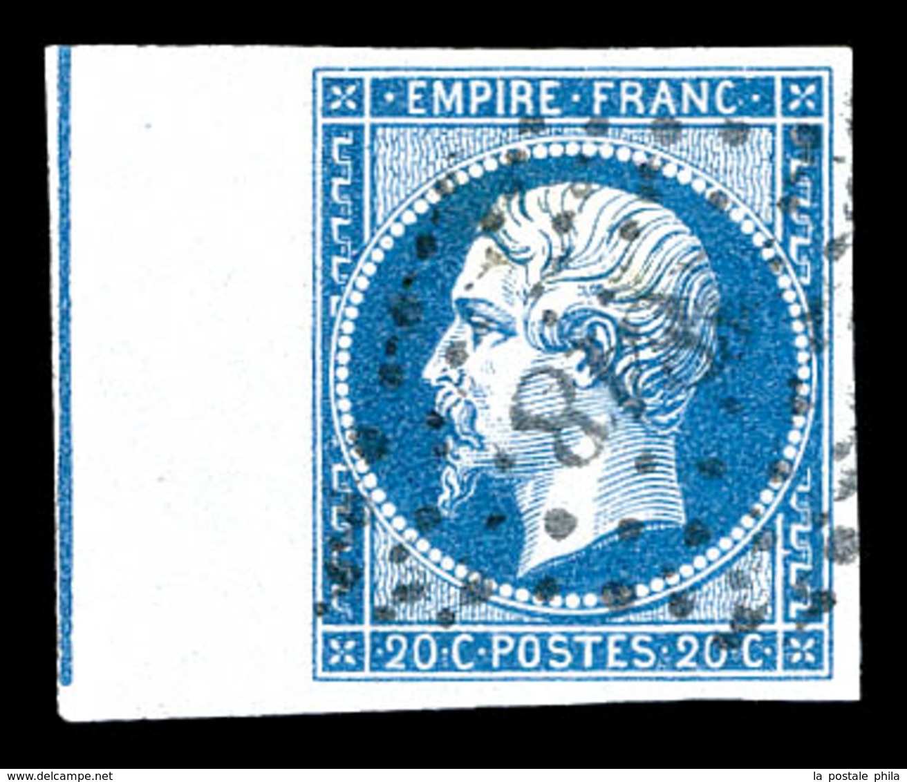 O N°14Ai, 20c Bleu Bdf Avec Filet D'encadrement. TTB (signé Calves)  Qualité: O  Cote: 400 Euros - 1853-1860 Napoléon III