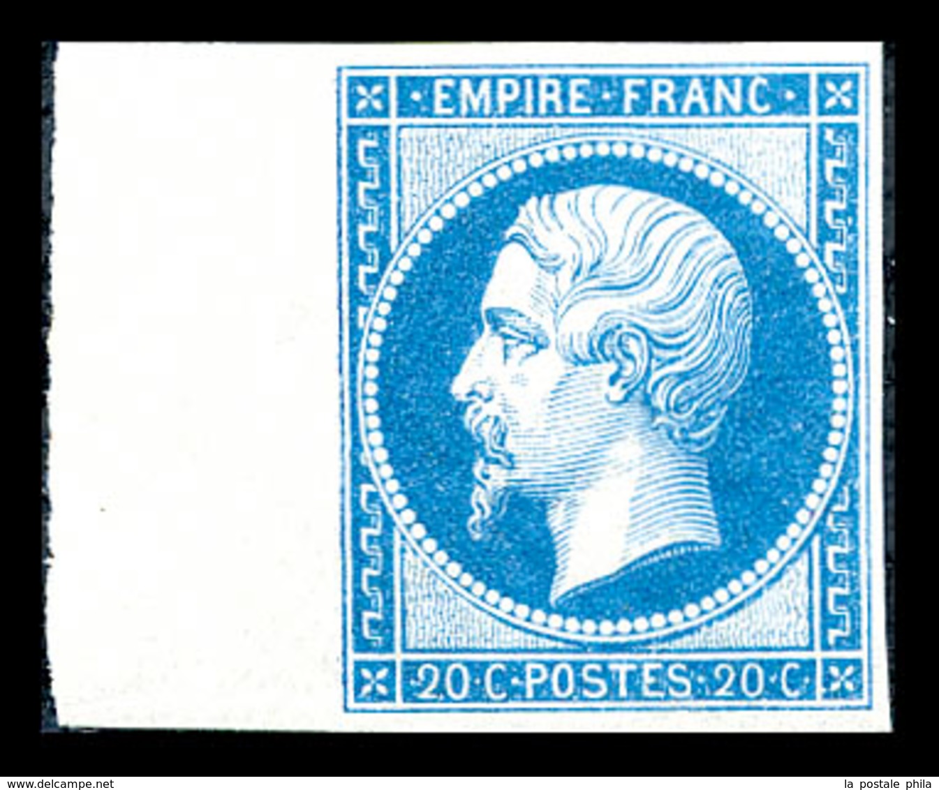 ** N°14B, 20c Type II Bord De Feuille Latéral, Fraîcheur Postale. SUP (certificat)  Qualité: ** - 1853-1860 Napoleon III