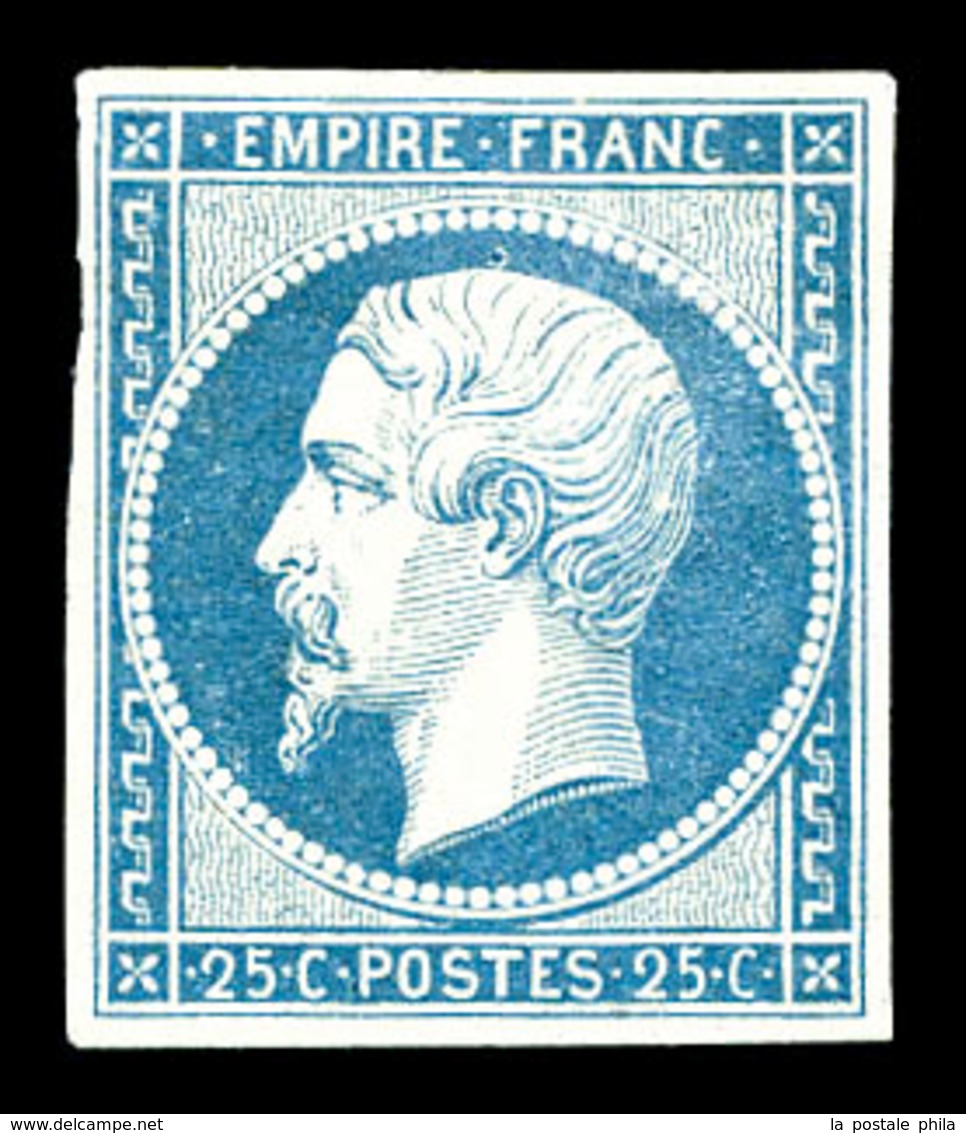 * N°15, 25c Bleu. TTB. R. (certificat)  Qualité: *  Cote: 3500 Euros - 1853-1860 Napoléon III