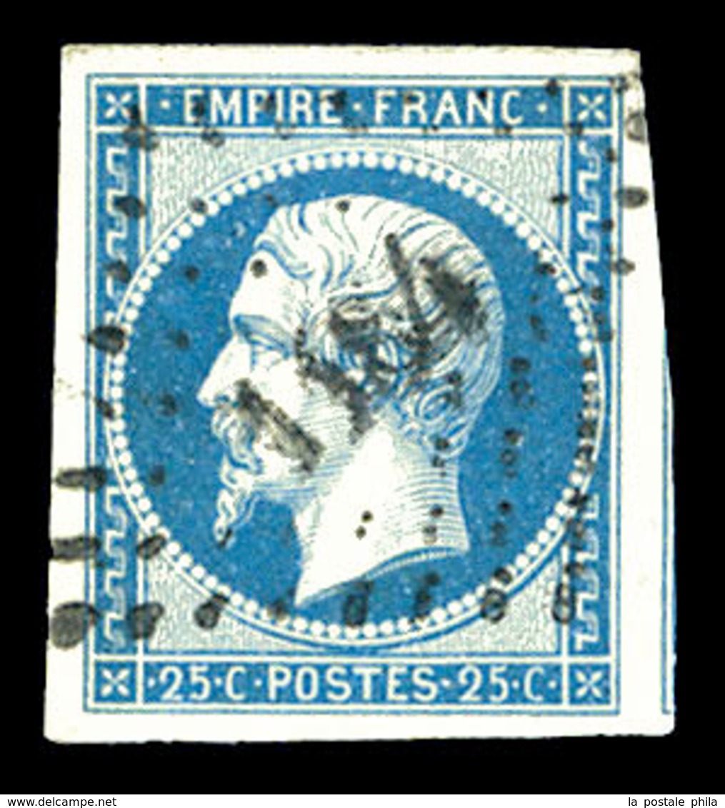 O N°15, 25c Bleu Obl PC, Jolies Marges. TTB  Qualité: O  Cote: 290 Euros - 1853-1860 Napoléon III.