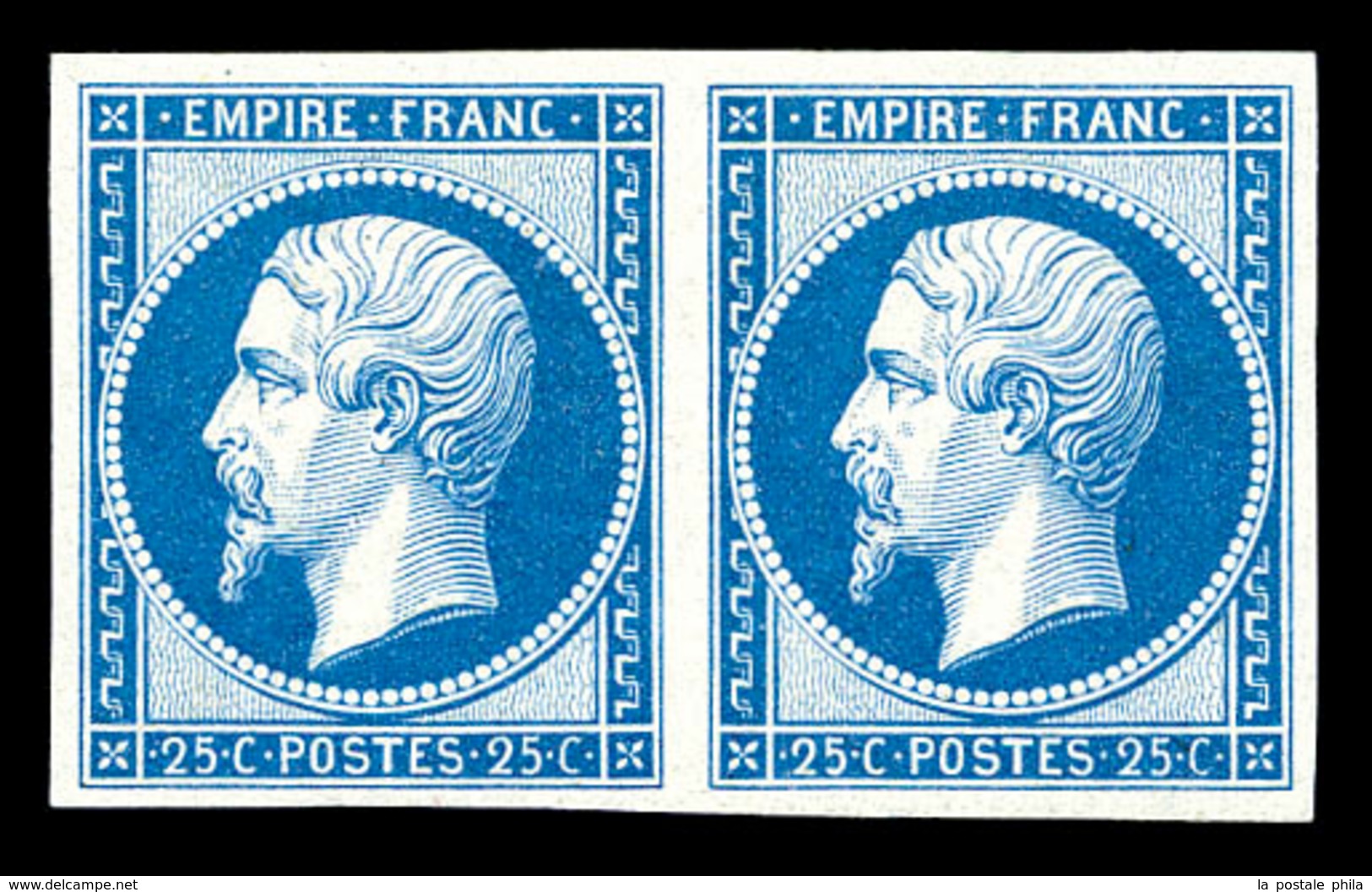 ** N°15c, 15c Bleu, Impression De 1862 En Paire, Fraîcheur Postale. SUP (certificat)  Qualité: ** - 1853-1860 Napoléon III