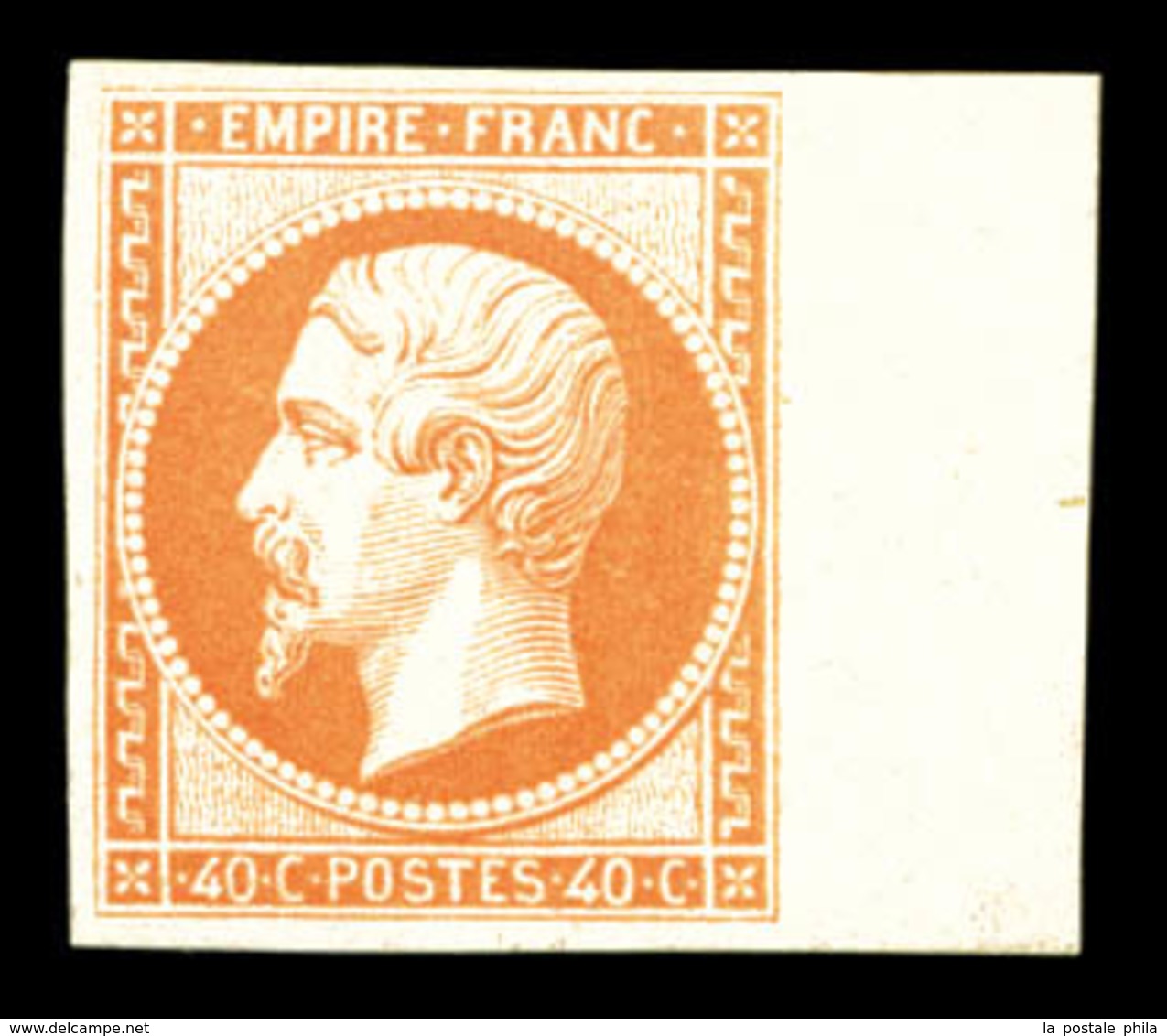 ** N°16, 40c Orange, Bord De Feuille, Fraîcheur Postale. SUPERBE. R.R (certificats)  Qualité: ** - 1853-1860 Napoléon III