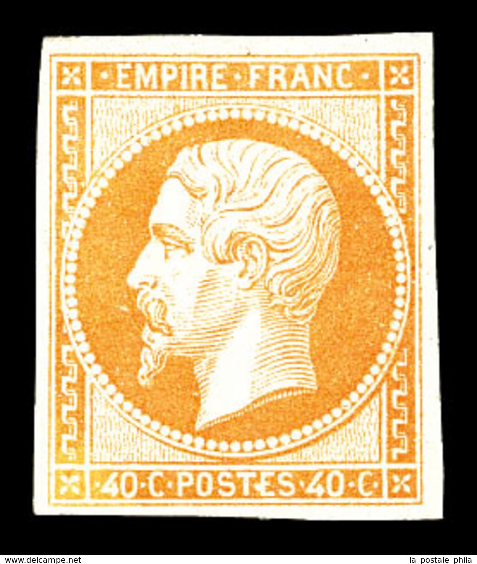 * N°16j, 40c Orange Pâle, Très Jolie Pièce. TTB. R. (signé Calves/Brun/certificat)  Qualité: *  Cote: 3800 Euros - 1853-1860 Napoleon III