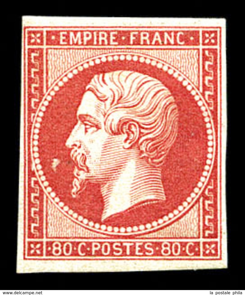 * N°17B, 80c Rose, Variété 'abeille Devant Le Nez', Très Frais. SUP (certificat)  Qualité: *  Cote: 3800 Euros - 1853-1860 Napoléon III.