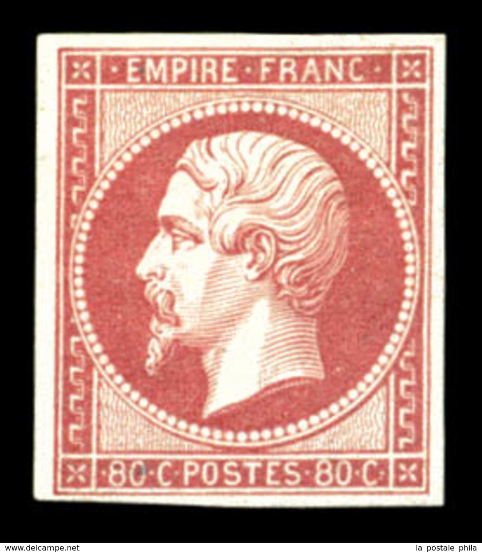 * N°17Ba, 80c Rosevif, Très Frais. SUP. R.R. (signé Margues/Calves/certificat)  Qualité: *  Cote: 4500 Euros - 1853-1860 Napoléon III