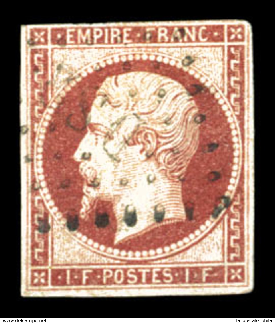 O N°18, 1F Carmin, Pelurage, Belle Présentation (signé Calves/certificat)  Qualité: O  Cote: 3400 Euros - 1853-1860 Napoléon III