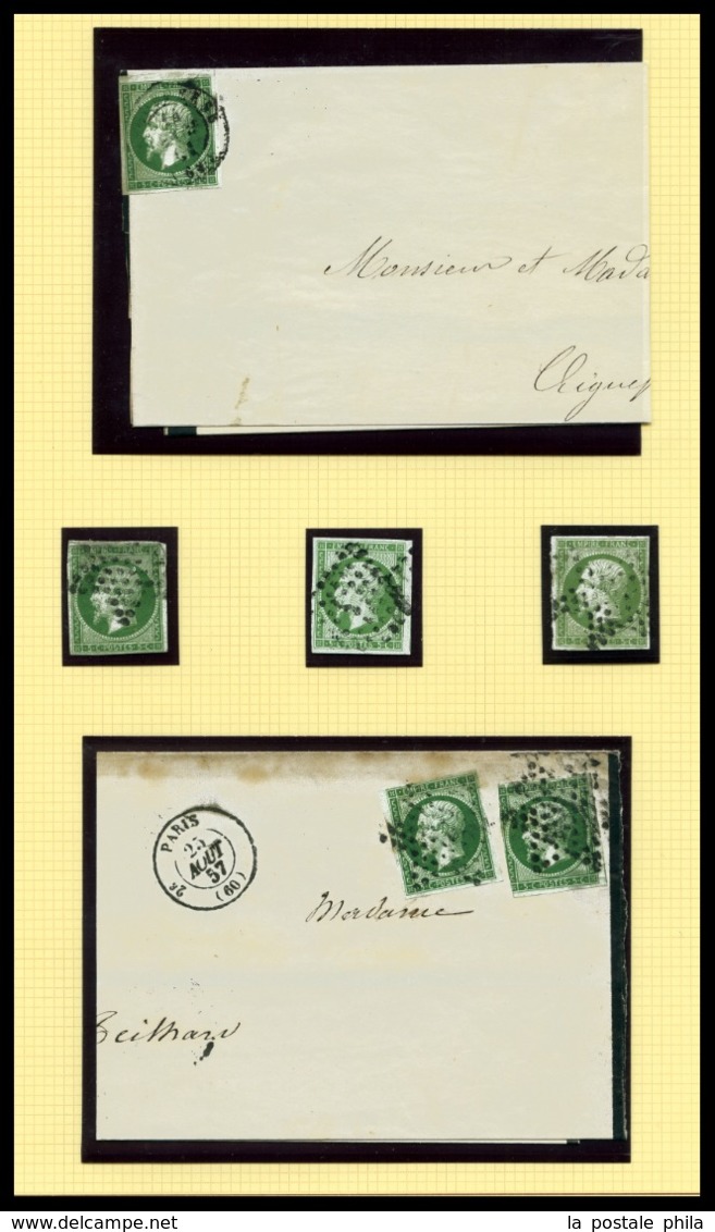 O Empire Non Dentelés, Collection De Timbres Oblitérés Et Lettres Entre N°11 Et N°17 Dont Nuances, Nombreuses Bonnes Val - 1853-1860 Napoléon III