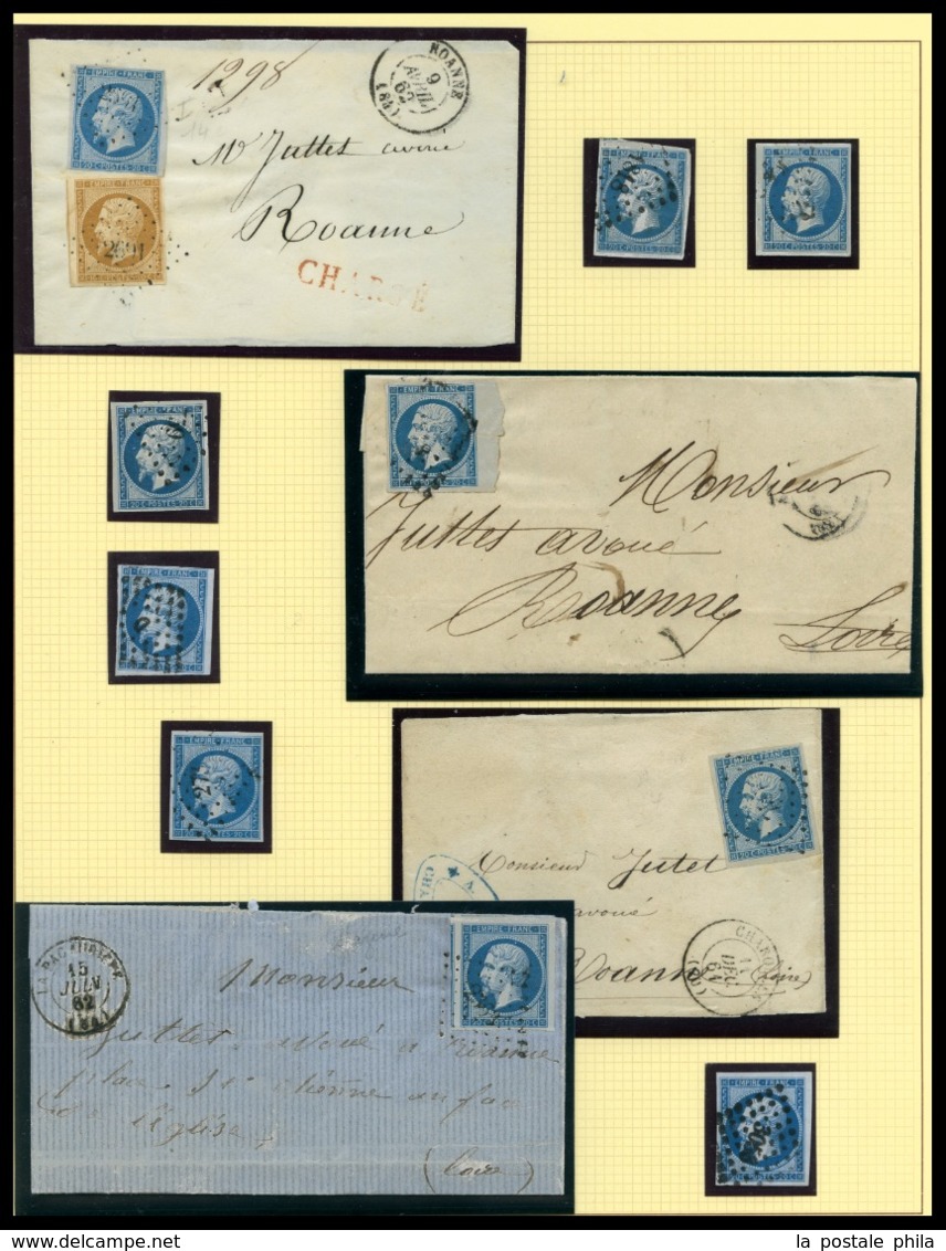 O Empire non dentelés, collection de timbres oblitérés et lettres entre N°11 et N°17 dont nuances, nombreuses bonnes val