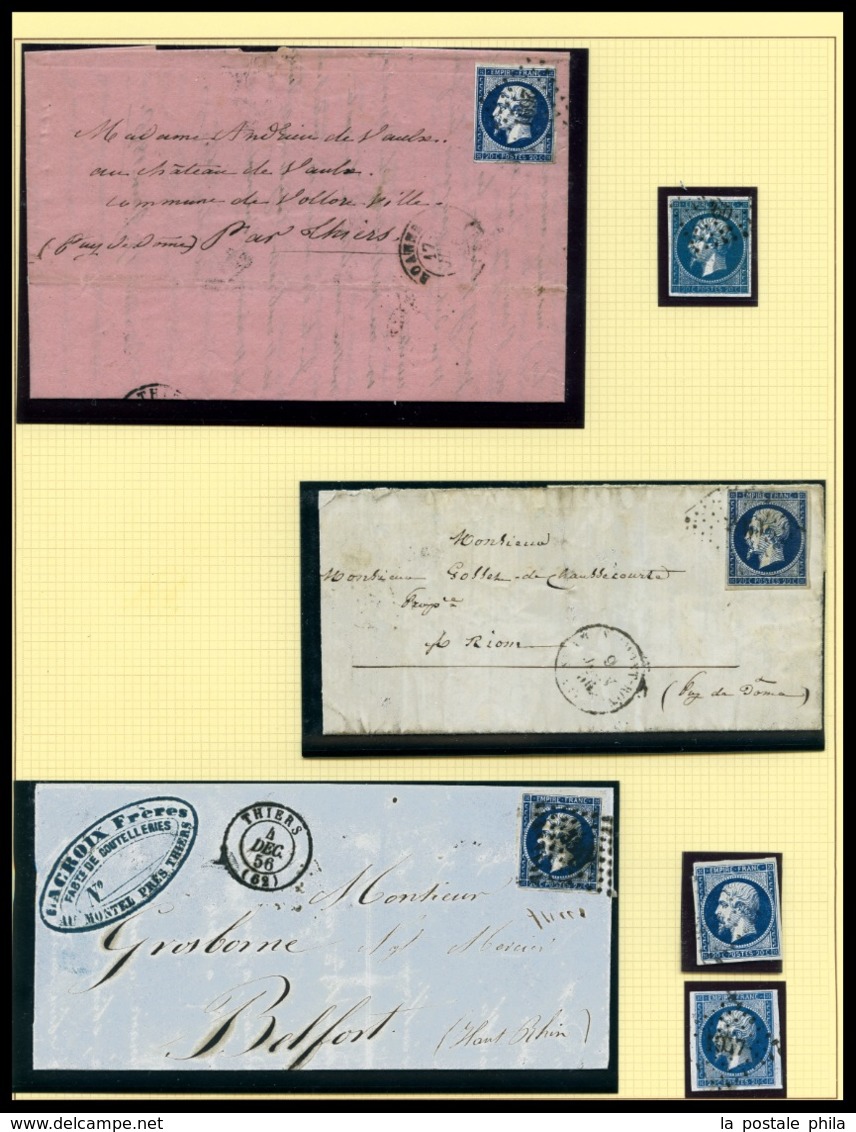 O Empire non dentelés, collection de timbres oblitérés et lettres entre N°11 et N°17 dont nuances, nombreuses bonnes val