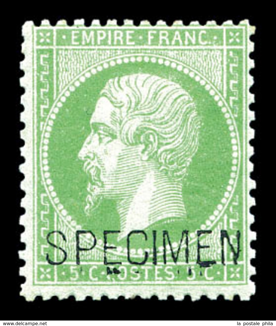 * N°20f, 5c Vert Surchargé 'SPECIMEN'. TTB  Qualité: *  Cote: 400 Euros - 1862 Napoléon III