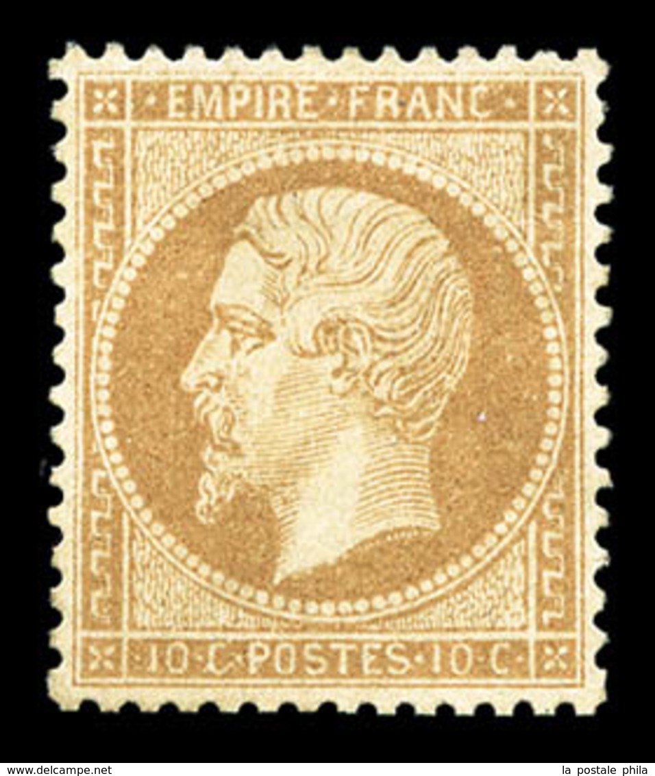 (*) N°21, 10c Bistre, Très Bon Centrage, Jolie Pièce (certificat)  Qualité: (*) - 1862 Napoléon III