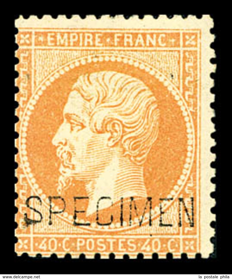 * N°23d, 40c Orange Surchargé 'SPECIMEN', TB (signé/certificat)  Qualité: *  Cote: 1300 Euros - 1862 Napoléon III