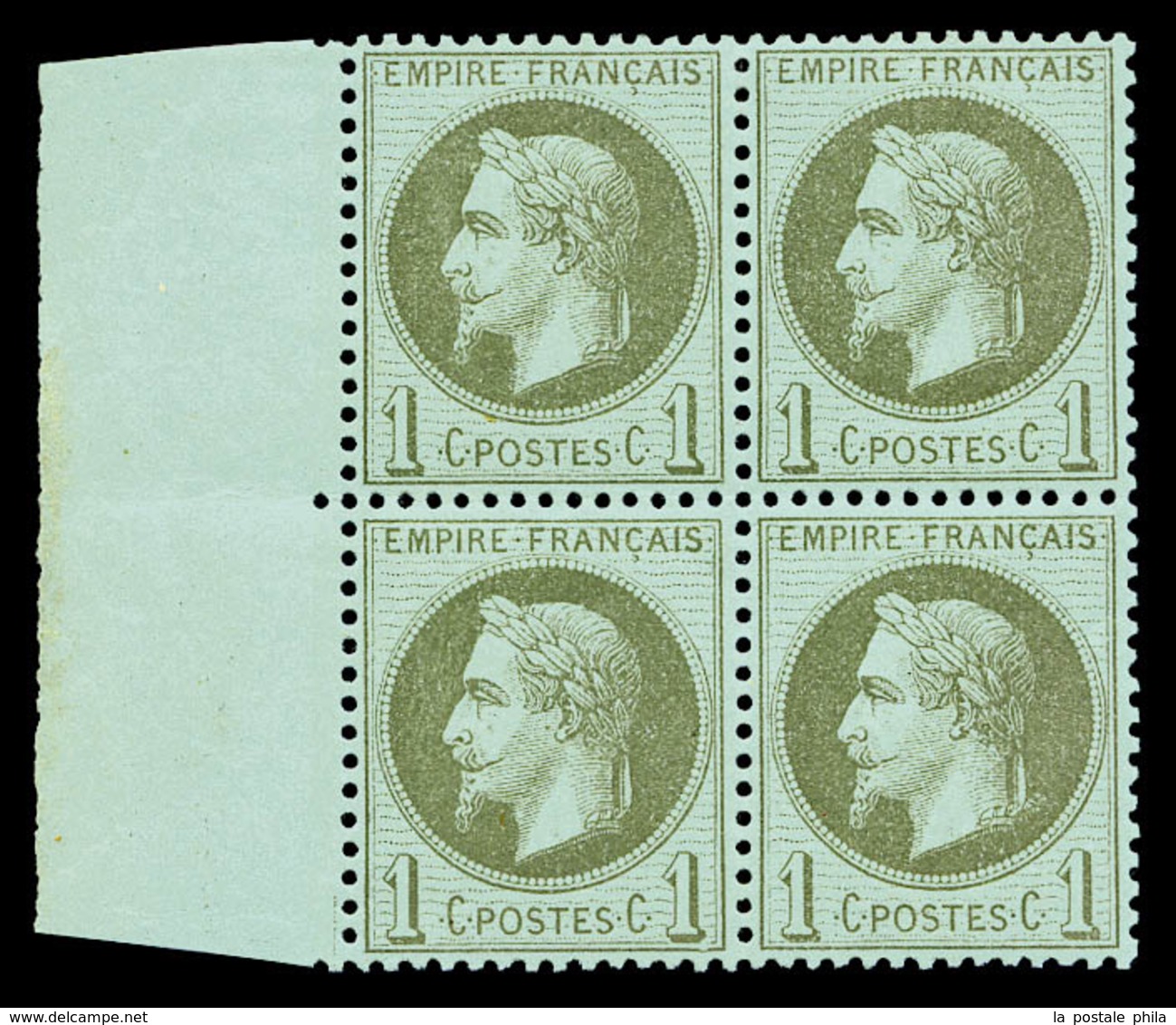 * N°25, 1c Bronze, Bloc De Quatre Bdf, Très Bon Centrage. TTB  Qualité: * - 1863-1870 Napoleon III With Laurels