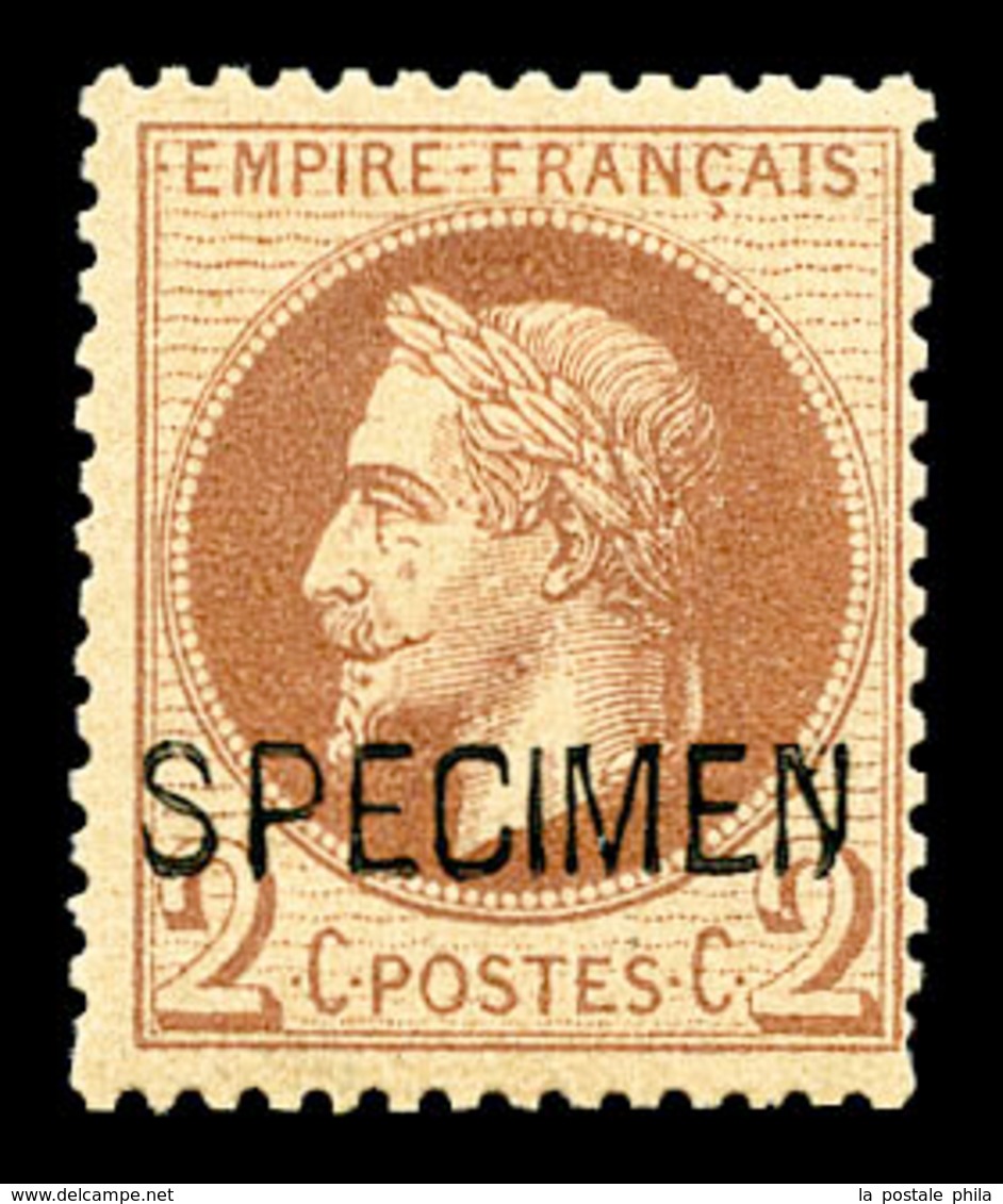 * N°26Be, 2c Rougebrun Surchargé 'SPECIMEN' .TB (signé Calves)  Qualité: *  Cote: 400 Euros - 1863-1870 Napoléon III Lauré