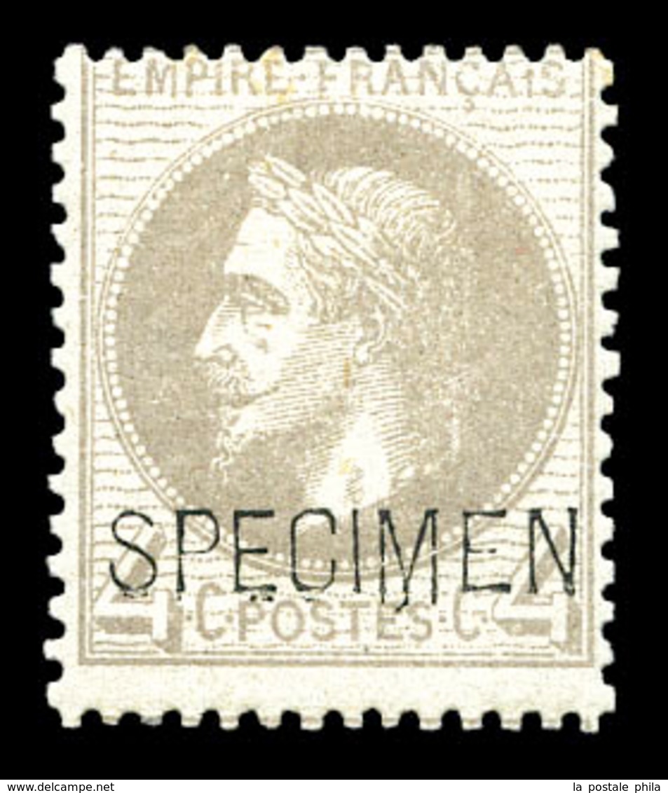 * N°27Bg, 4c Gris Surchargé 'SPECIMEN'. TB  Qualité: *  Cote: 400 Euros - 1863-1870 Napoléon III Lauré