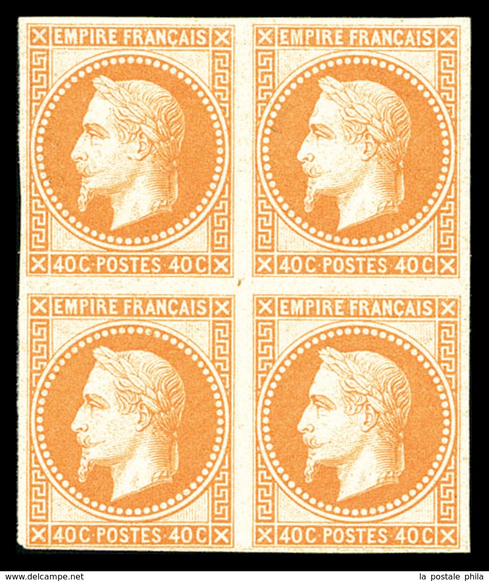 ** N°31c, Rothschild, 40c Non Dentelé En Bloc De Quatre, Fraîcheur Postale. SUP (certificat)  Qualité: ** - 1863-1870 Napoleon III With Laurels