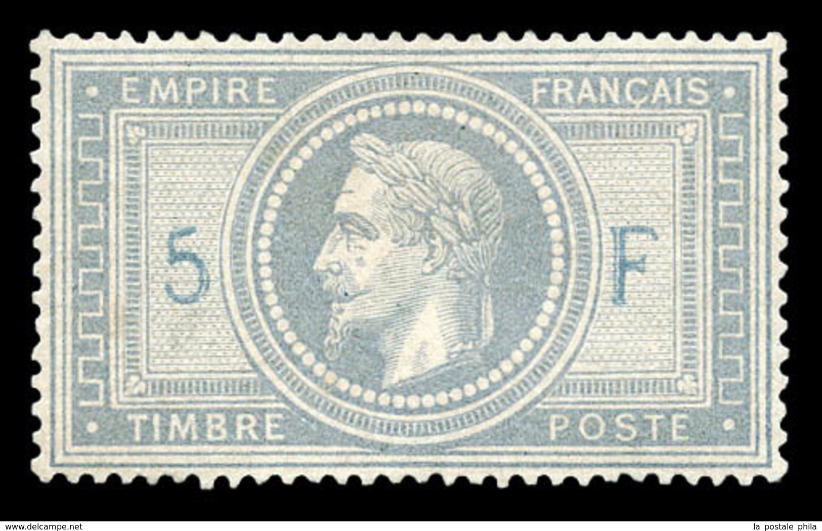 * N°33A, 5F Violetgris Avec 5 Et F En Bleu, Très Bon Centrage, Très Frais. TB. R.R (signé Calves/certificat)  Qualité: * - 1863-1870 Napoléon III Lauré