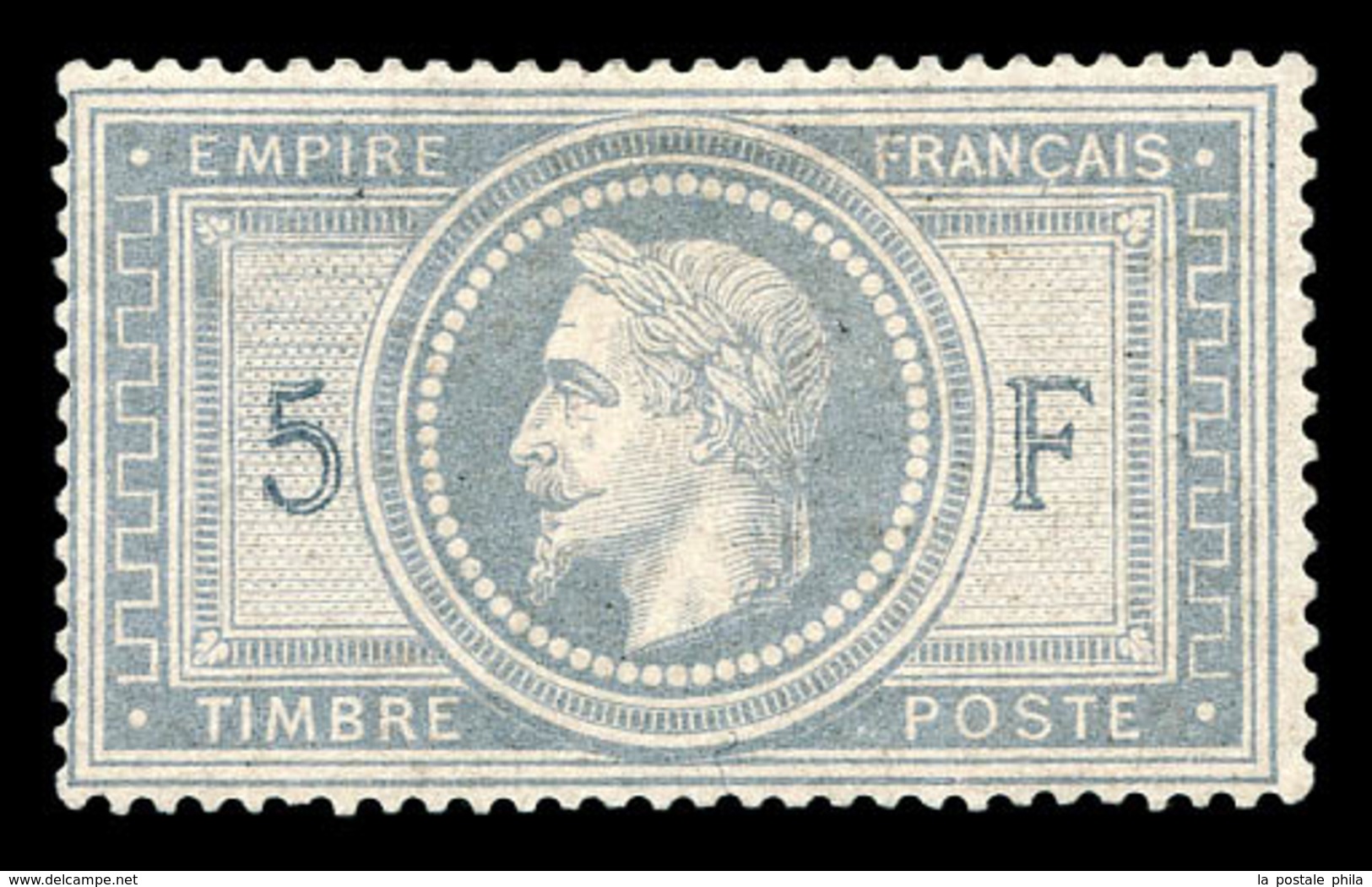 * N°33f, 5f Violetgris, BURELAGE DOUBLE. SUPERBE. R.R. (signé Brun/certificats)  Qualité: *  Cote: 15000 Euros - 1863-1870 Napoléon III Lauré