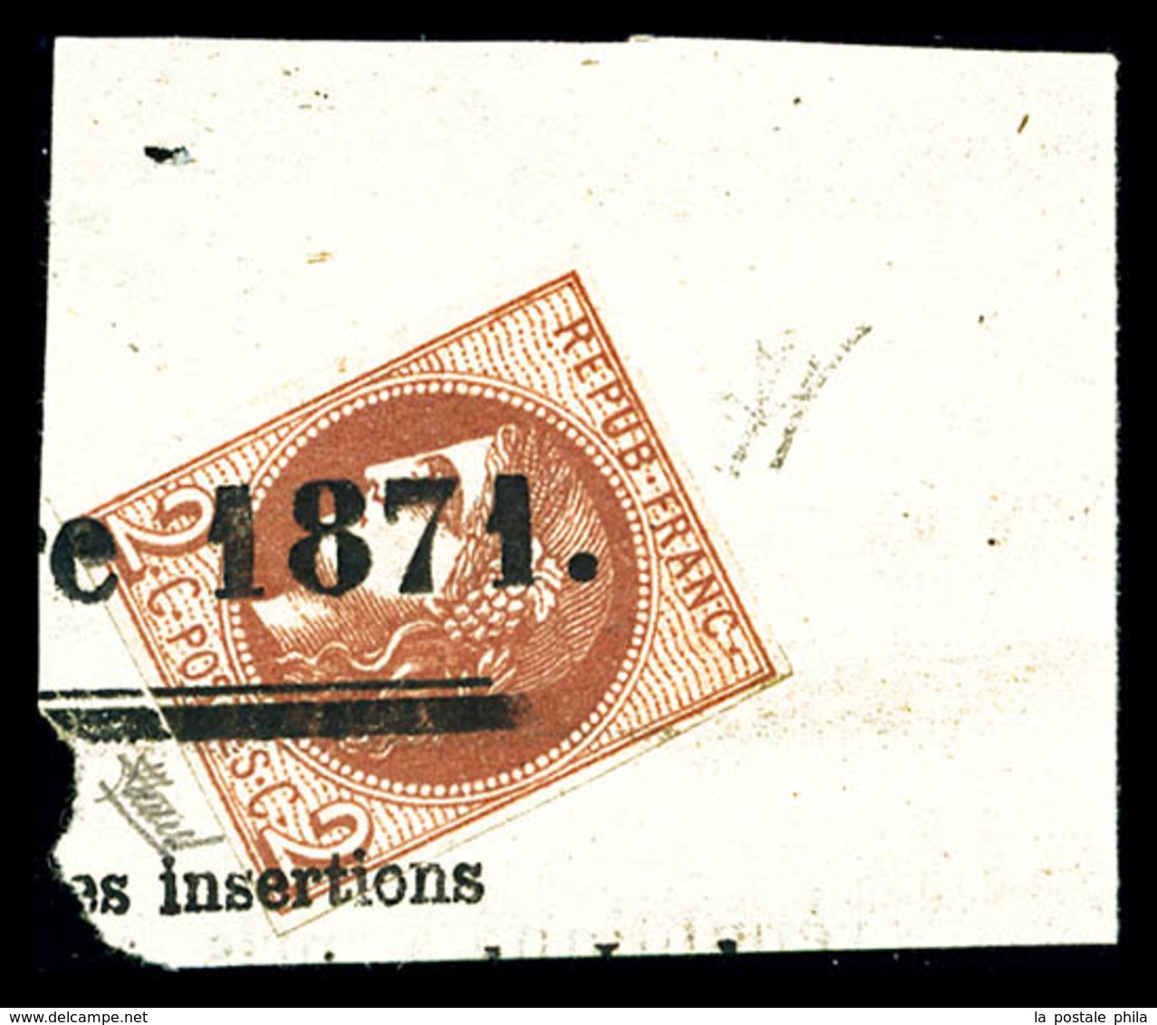 O N°40Ba, 2c Rougebrique Obl Typographique Des Journaux Sur Son Support, TTB (signé/certificat)  Qualité: O - 1870 Bordeaux Printing