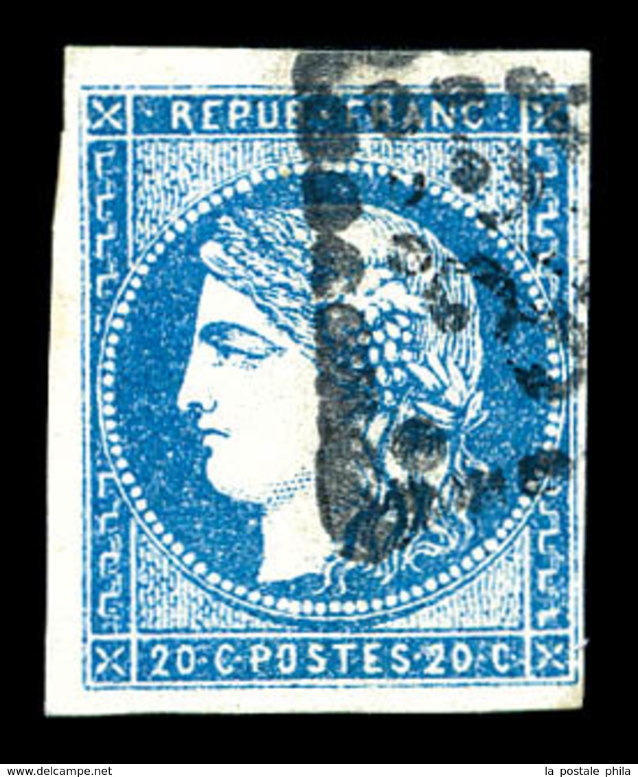 O N°44A, 20c Bleu Type I Rep 1. TB (signé Calves/certificat)  Qualité: O  Cote: 800 Euros - 1870 Bordeaux Printing