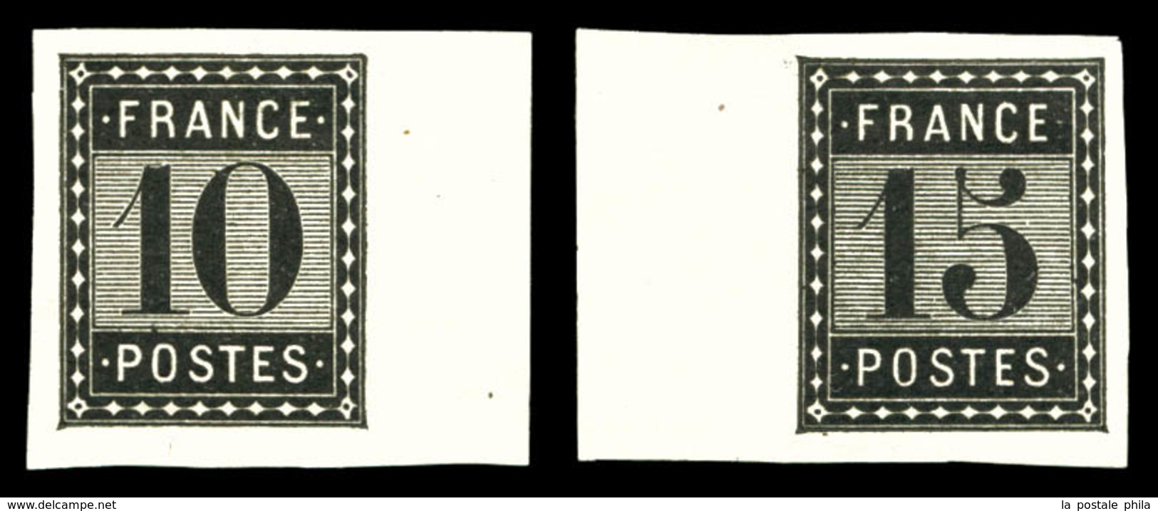 (*) Essais De L'imprimerie Nationale, 10c & 15c Noir, TTB (certificat)  Qualité: (*)  Cote: 520 Euros - Autres & Non Classés