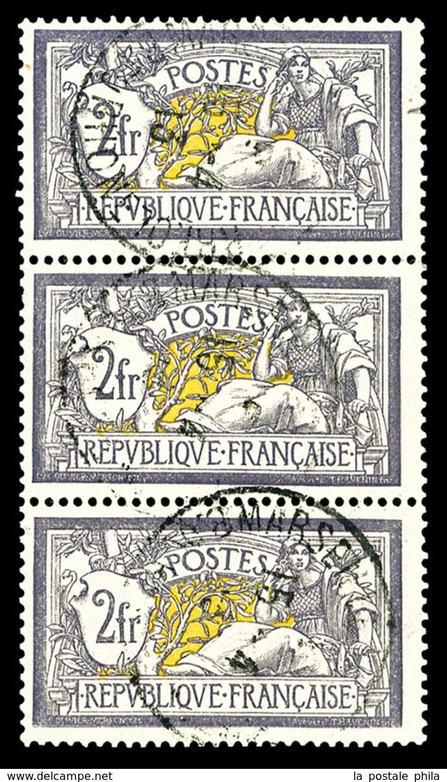 O N°122, Merson, 2F Violet Et Jaune En Bande De III, SUP  Qualité: O - 1900-02 Mouchon