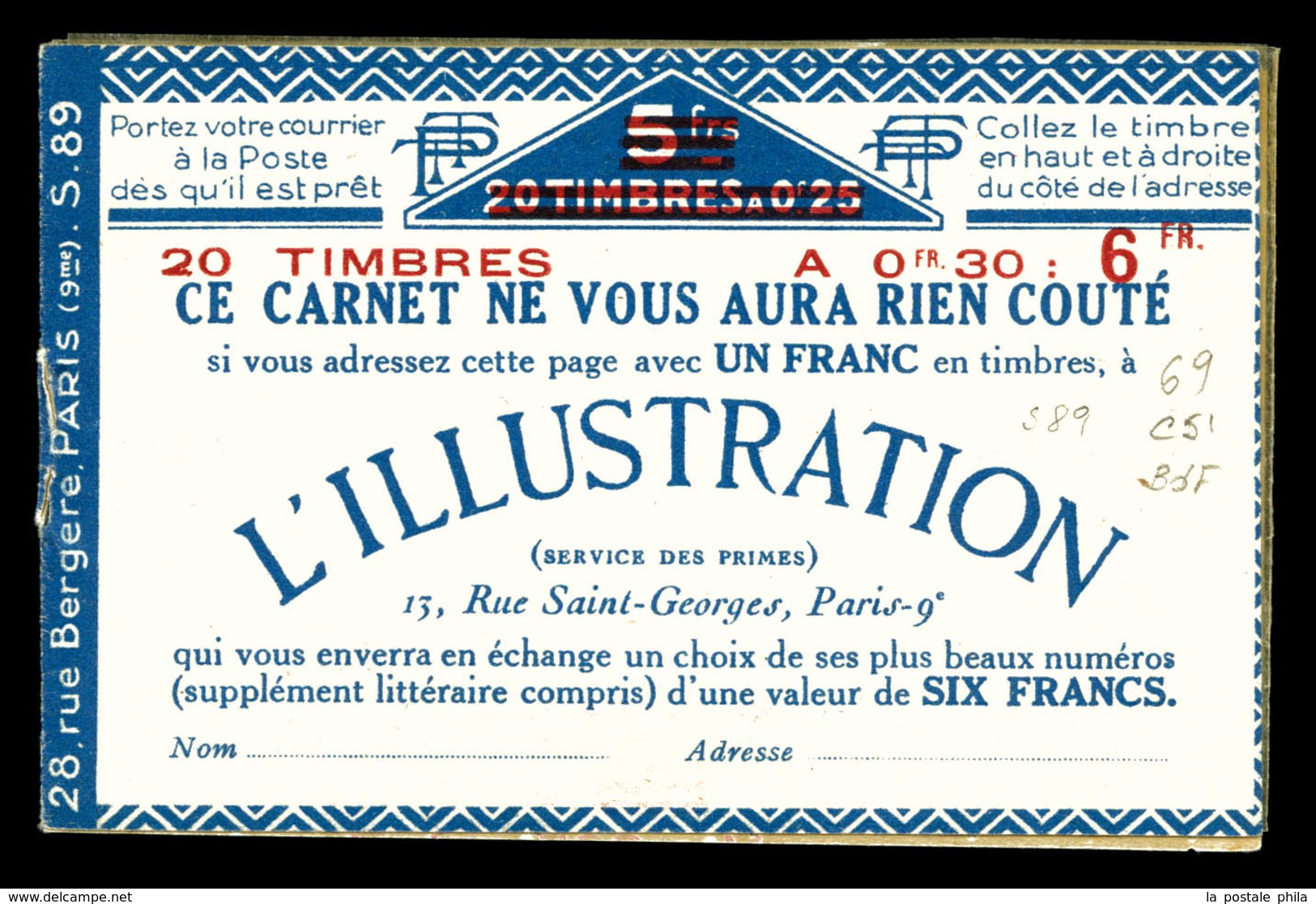 ** N°191C3, Série 89B, ILLUSTRATION Et AIGLE, Bas De Feuille. TTB (certificat)  Qualité: ** - Autres & Non Classés