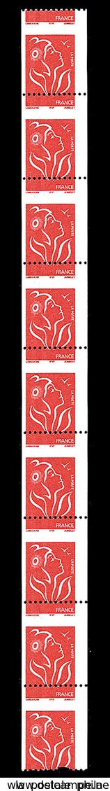 ** N°103, Lamouche Rouge (N°3743): PIQUAGE A CHEVAL SUR BANDE DE 9 TIMBRES, SUP (signé Calves/certificat)  Qualité: **   - Neufs