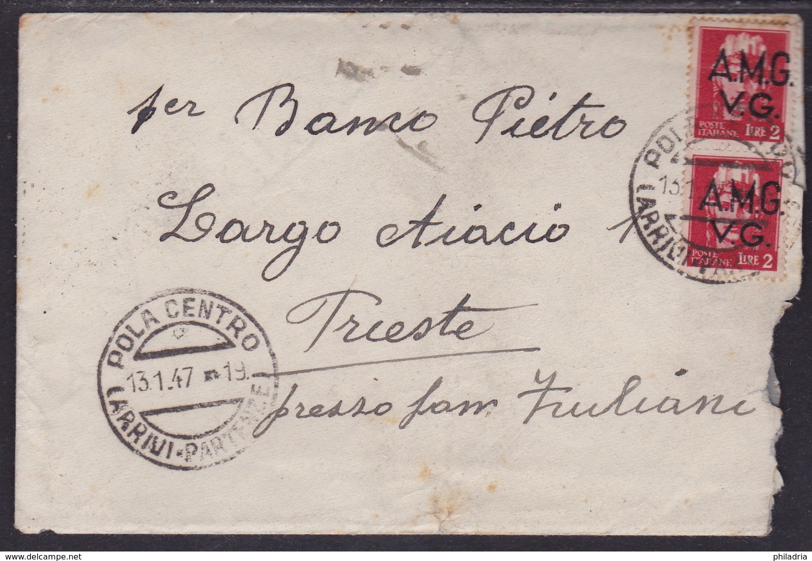 Pola - Pola, AMG VG, Cover, Mailed 1947 To Trieste - Marcofilía