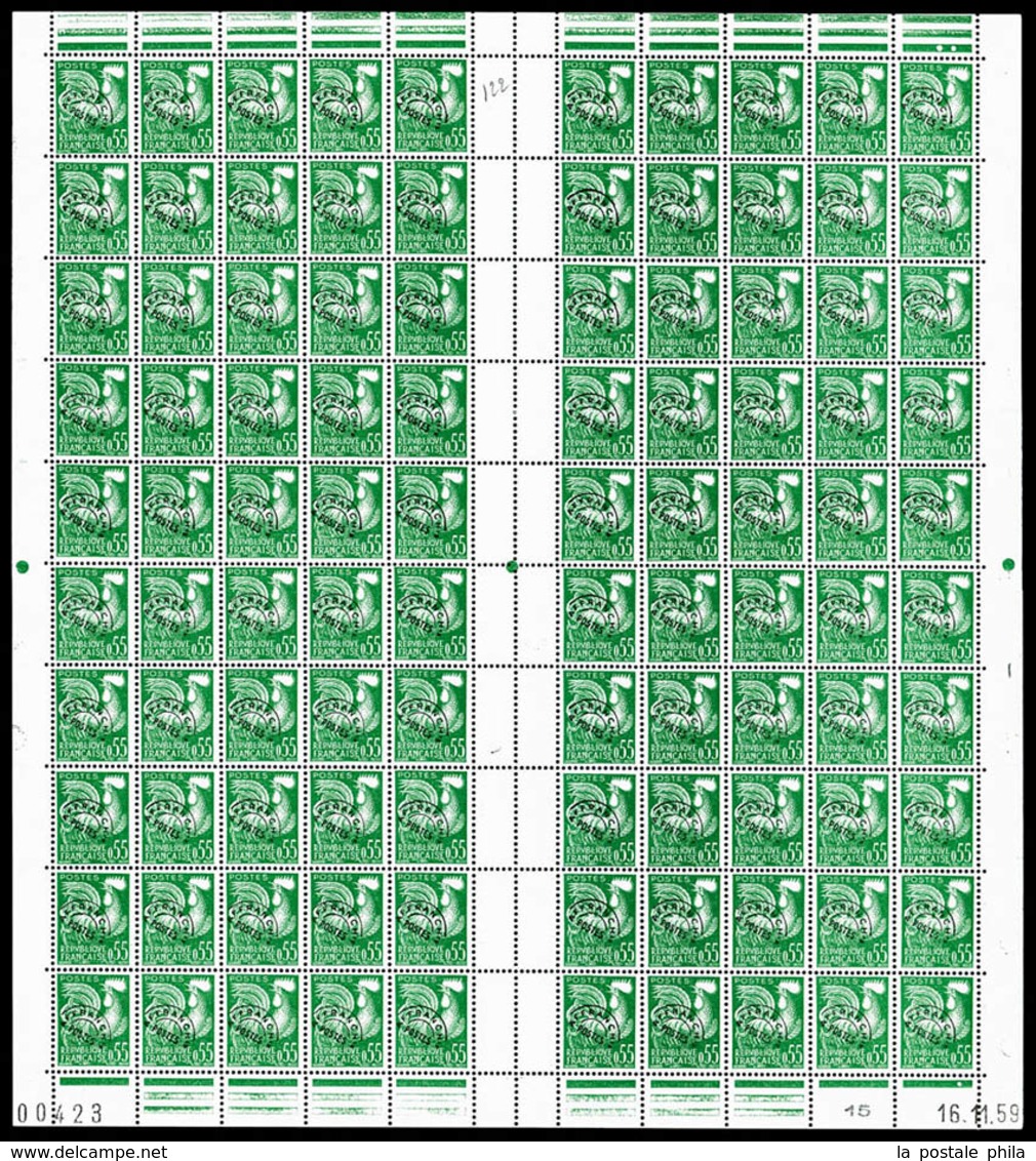 ** N°119/22, Série Coq De 1960, Les 4 Valeurs En Feuille Complètes De 100 Exemplaires, SUP (certificat)  Qualité: **  Co - Feuilles Complètes