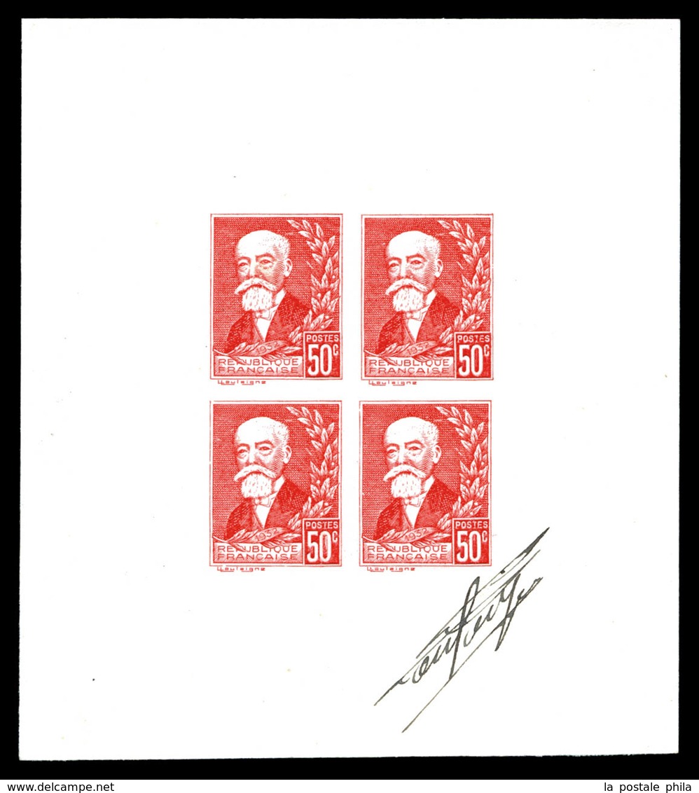 (*) N°292, Doumer: épreuve Non émise, 50c Rouge En Bloc De Quatre Sur Feuillet Signée, TTB (certificat)  Qualité: (*) - Artist Proofs